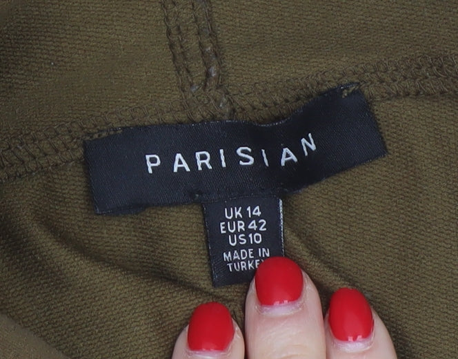 Parisian Women’s Brown UK 14 Cropped Pullover Hoodie Drawstring