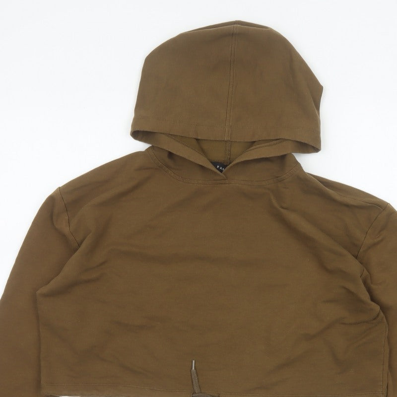 Parisian Women’s Brown UK 14 Cropped Pullover Hoodie Drawstring