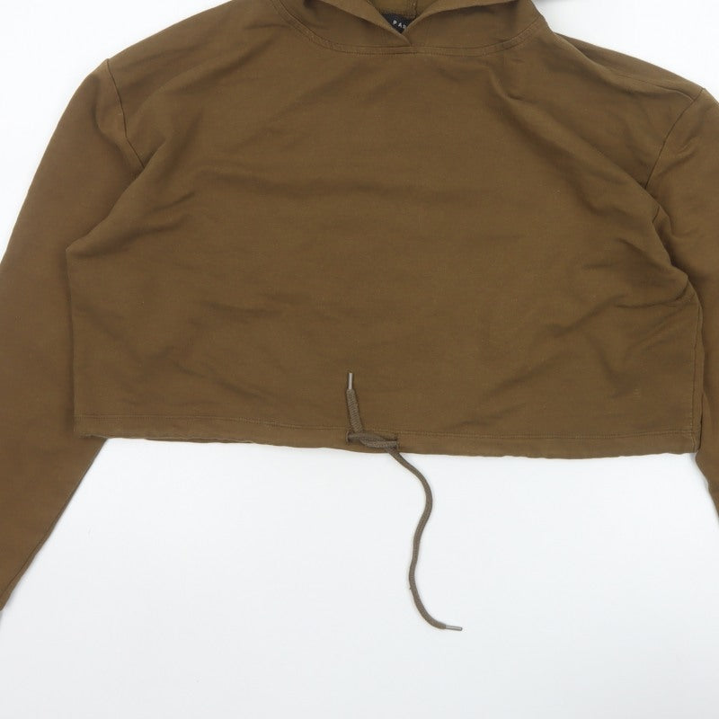 Parisian Women’s Brown UK 14 Cropped Pullover Hoodie Drawstring