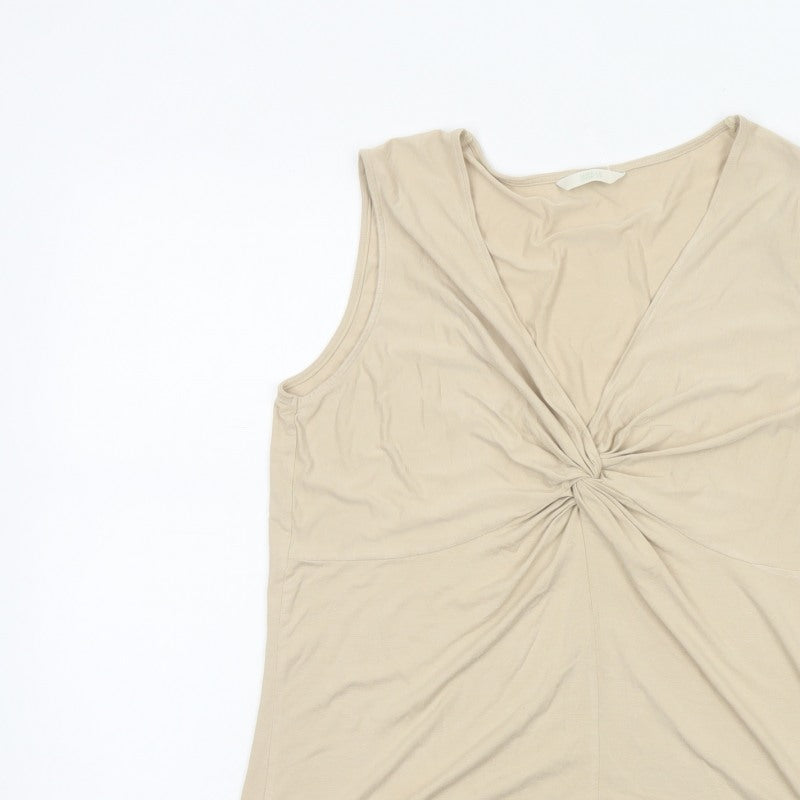 Marks & Spencer Women Beige Size 18 V-Neck Wrap Stretch Tank Top