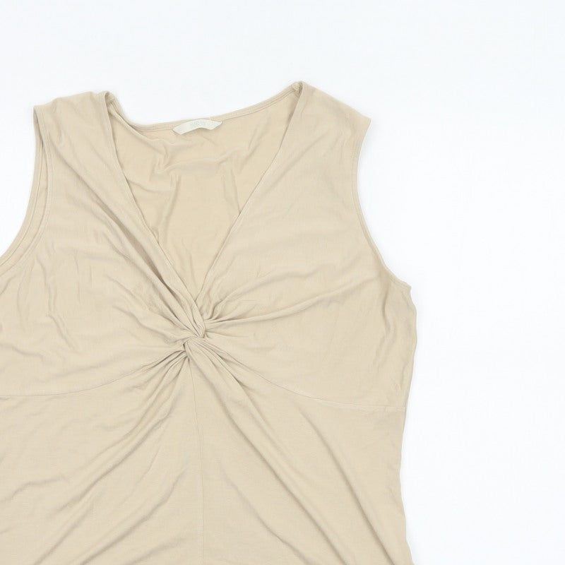 Marks & Spencer Women Beige Size 18 V-Neck Wrap Stretch Tank Top