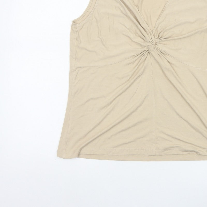 Marks & Spencer Women Beige Size 18 V-Neck Wrap Stretch Tank Top