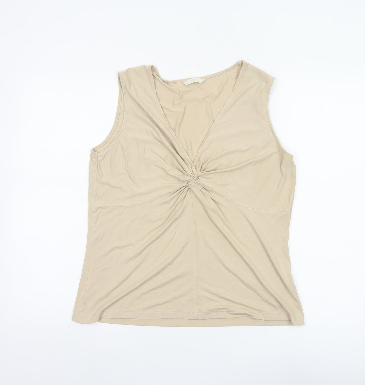 Marks & Spencer Women Beige Size 18 V-Neck Wrap Stretch Tank Top