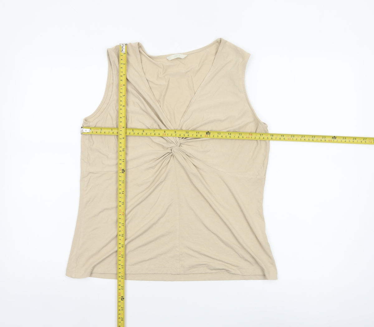 Marks & Spencer Women Beige Size 18 V-Neck Wrap Stretch Tank Top