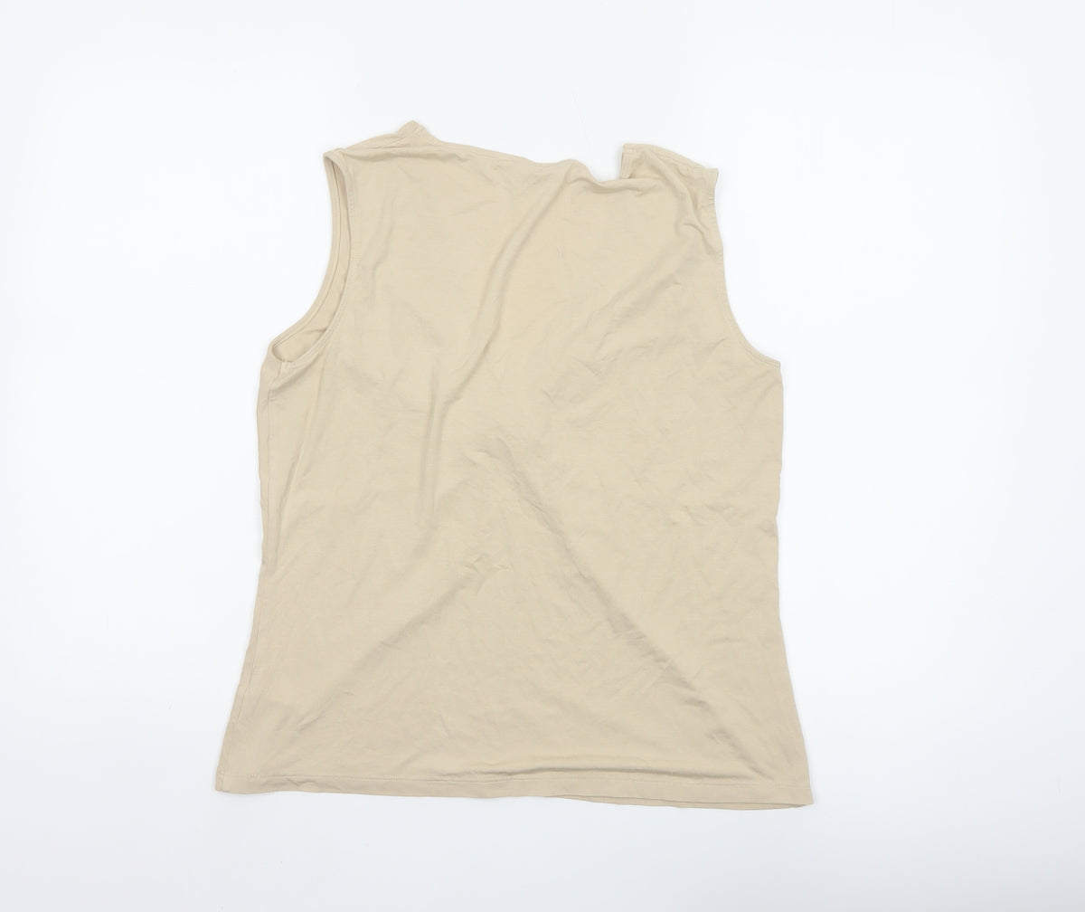 Marks & Spencer Women Beige Size 18 V-Neck Wrap Stretch Tank Top