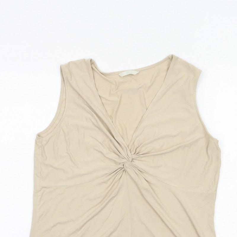 Marks & Spencer Women Beige Size 18 V-Neck Wrap Stretch Tank Top