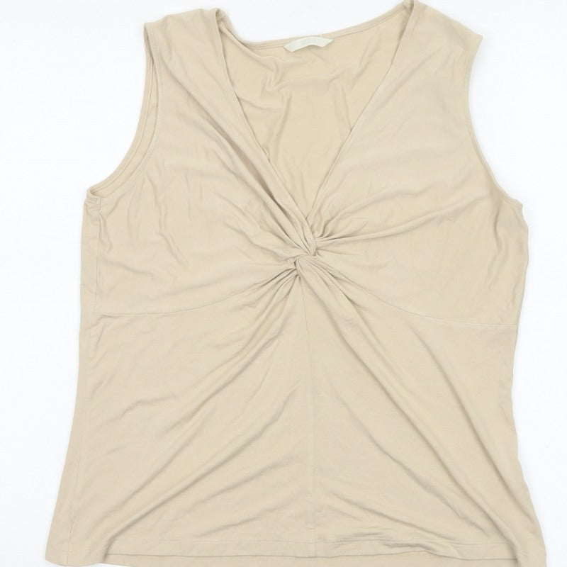 Marks & Spencer Women Beige Size 18 V-Neck Wrap Stretch Tank Top
