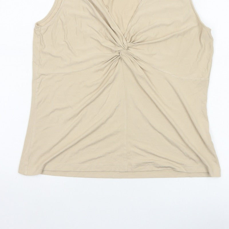 Marks & Spencer Women Beige Size 18 V-Neck Wrap Stretch Tank Top