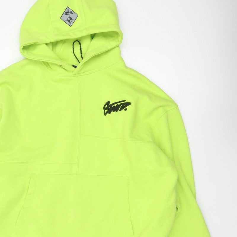 Pull&Bear STWD Men’s Yellow M Oversized Graphic Logo Pullover Hoodie