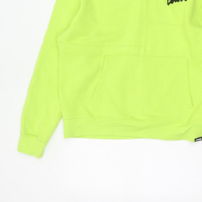 Pull&Bear STWD Men’s Yellow M Oversized Graphic Logo Pullover Hoodie