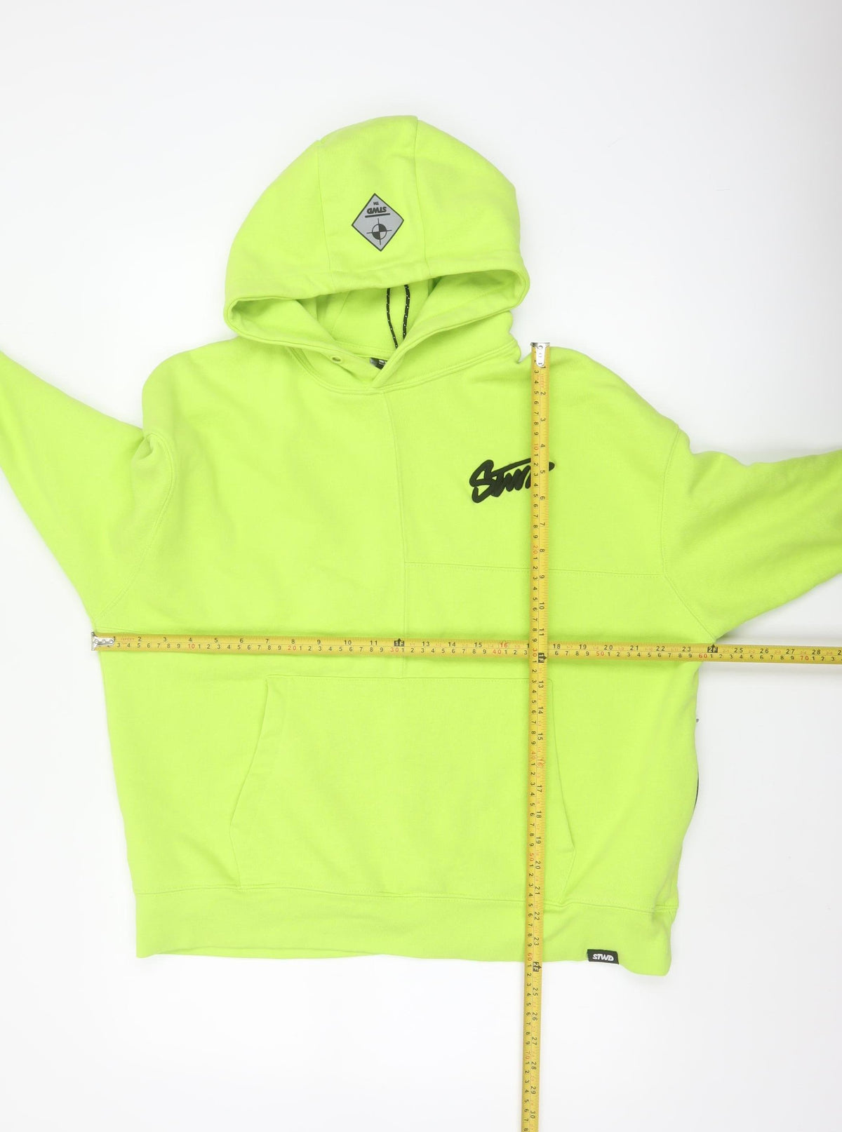 Pull&Bear STWD Men’s Yellow M Oversized Graphic Logo Pullover Hoodie