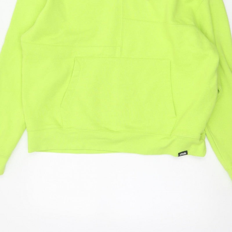 Pull&Bear STWD Men’s Yellow M Oversized Graphic Logo Pullover Hoodie