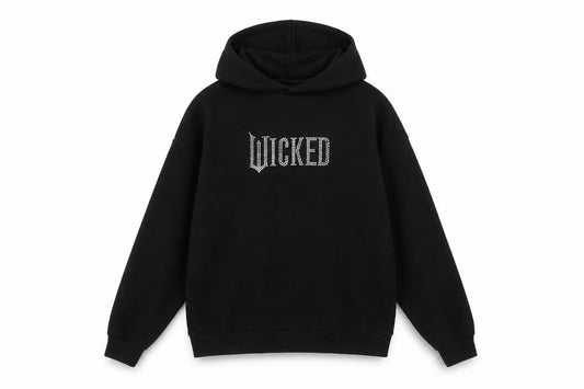 H&M Girls Black 13-14 Years Wicked Rhinestone Pullover Hoodie