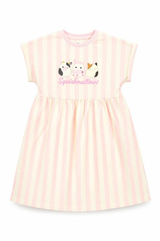 M&S Girls Pink Squishmallows Striped Skater Dress 9-10 Years NWT