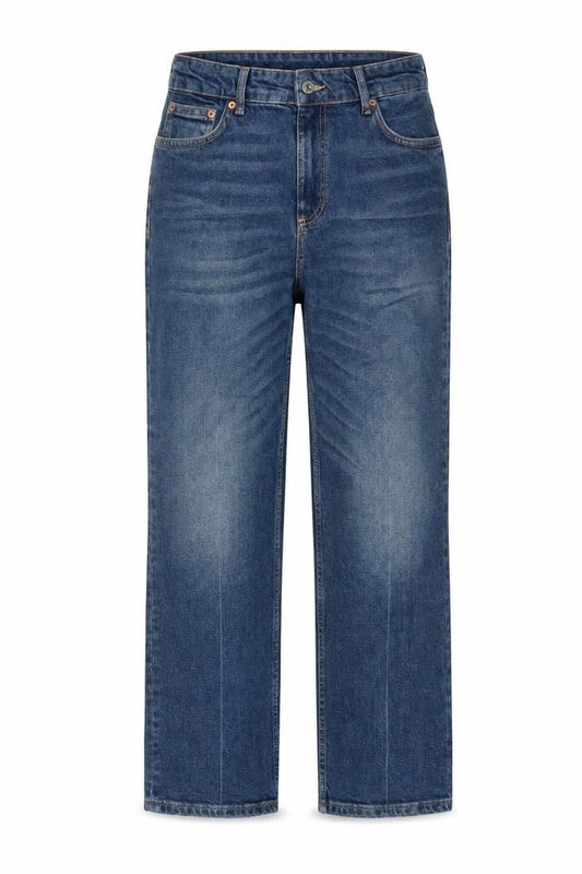 Zara Women Blue UK 12 Straight Leg High Rise Denim Jeans Distressed