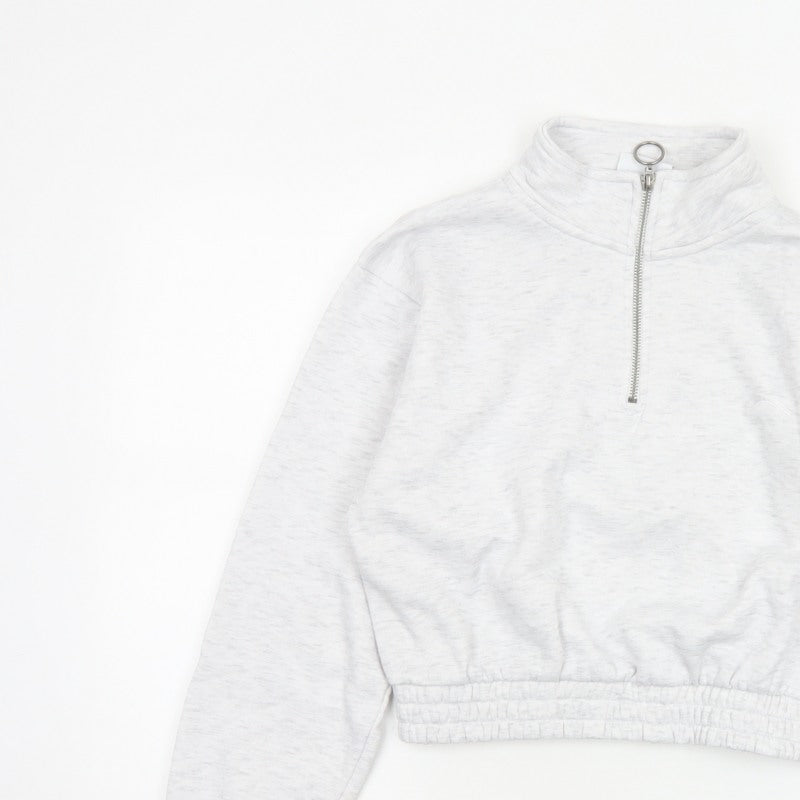 Slazenger Women Grey UK 12 1/4 Zip Cropped Pullover Sweatshirt