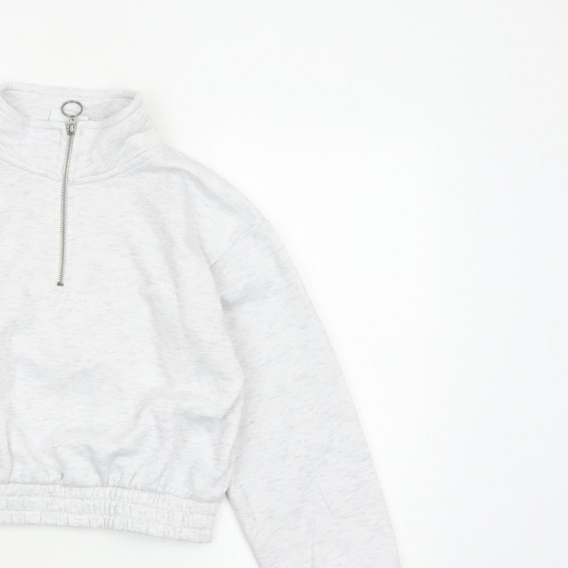 Slazenger Women Grey UK 12 1/4 Zip Cropped Pullover Sweatshirt