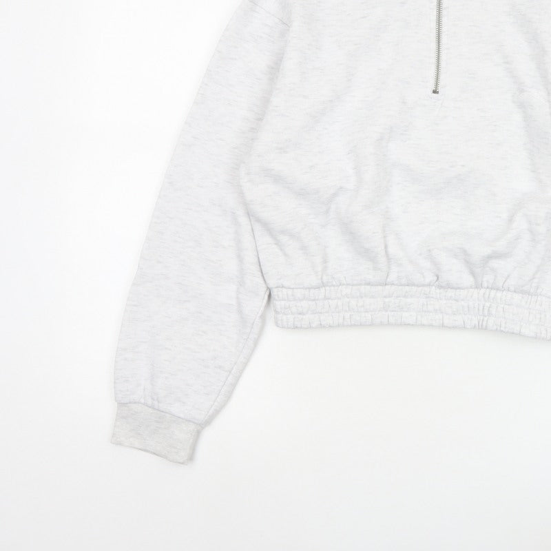 Slazenger Women Grey UK 12 1/4 Zip Cropped Pullover Sweatshirt