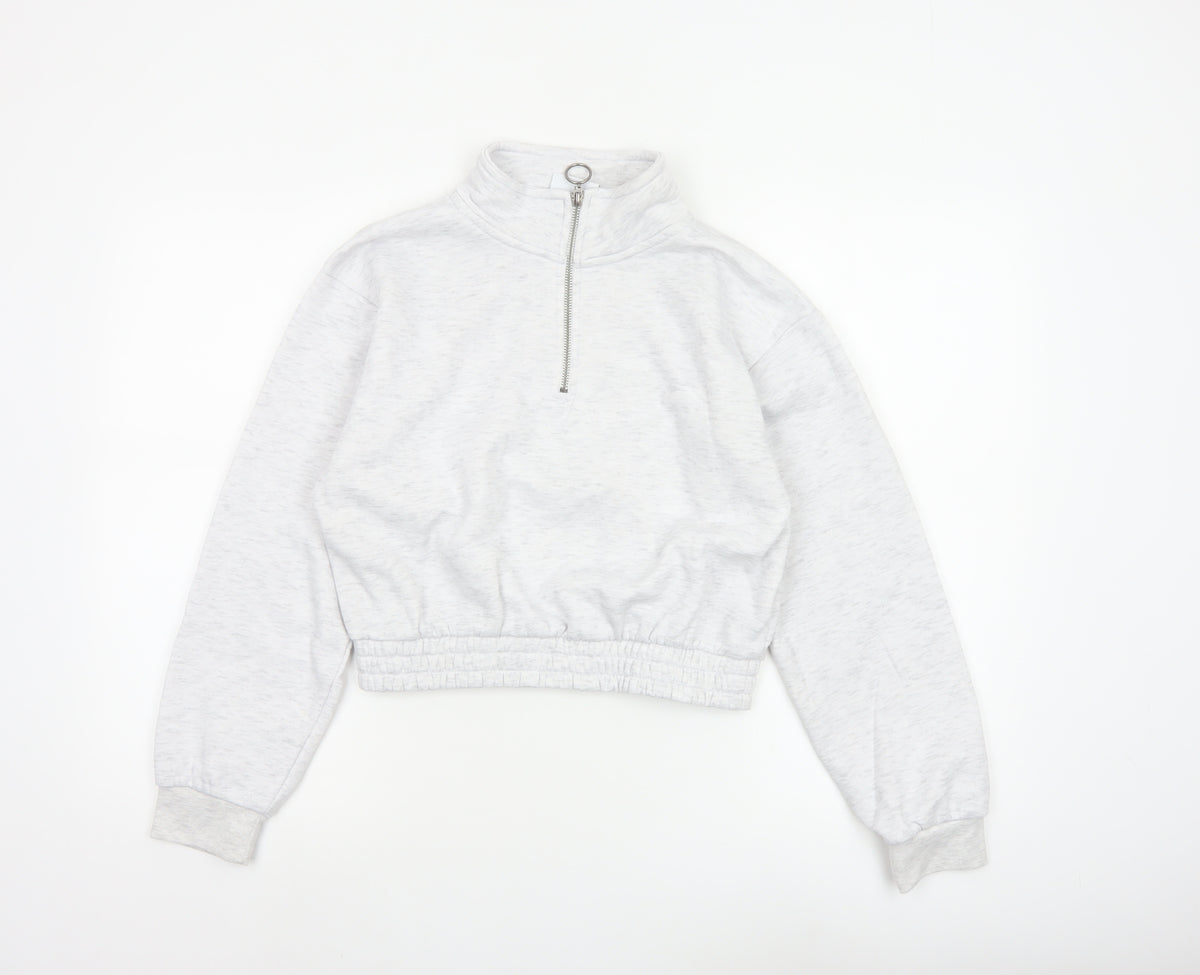 Slazenger Women Grey UK 12 1/4 Zip Cropped Pullover Sweatshirt