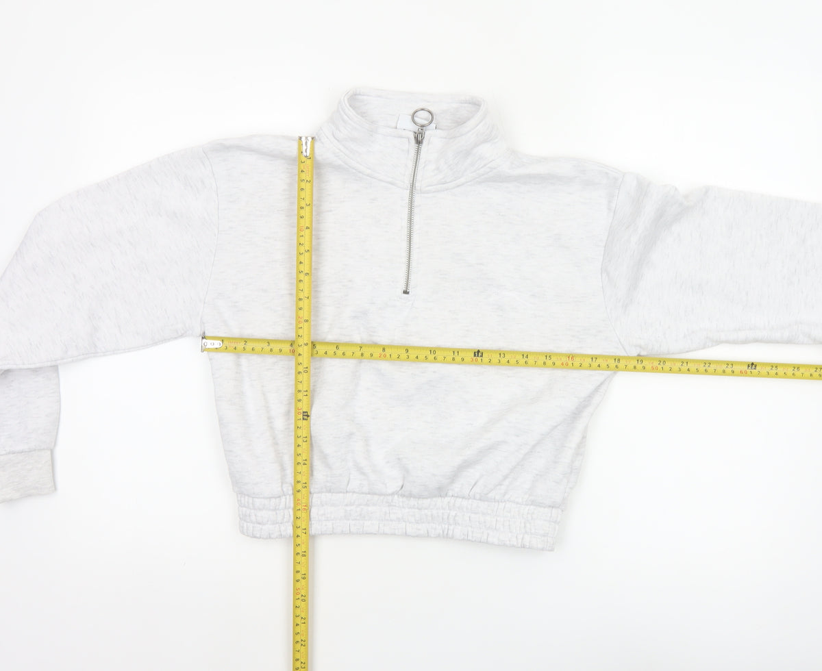 Slazenger Women Grey UK 12 1/4 Zip Cropped Pullover Sweatshirt