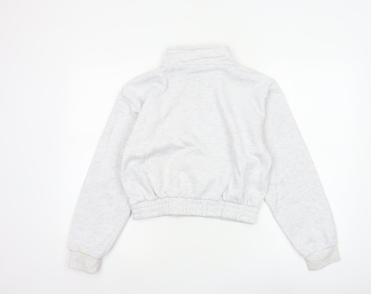 Slazenger Women Grey UK 12 1/4 Zip Cropped Pullover Sweatshirt