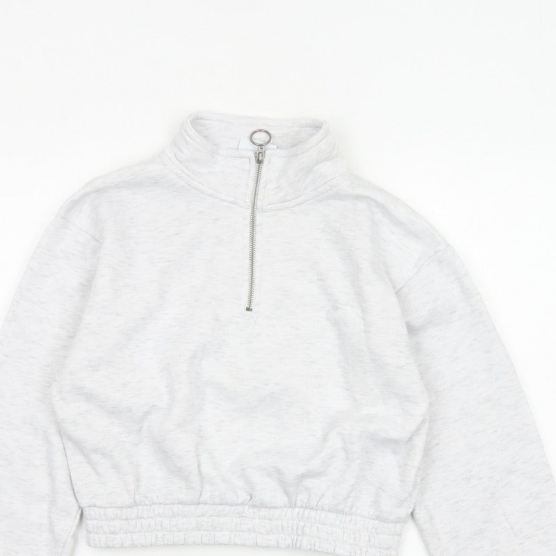Slazenger Women Grey UK 12 1/4 Zip Cropped Pullover Sweatshirt
