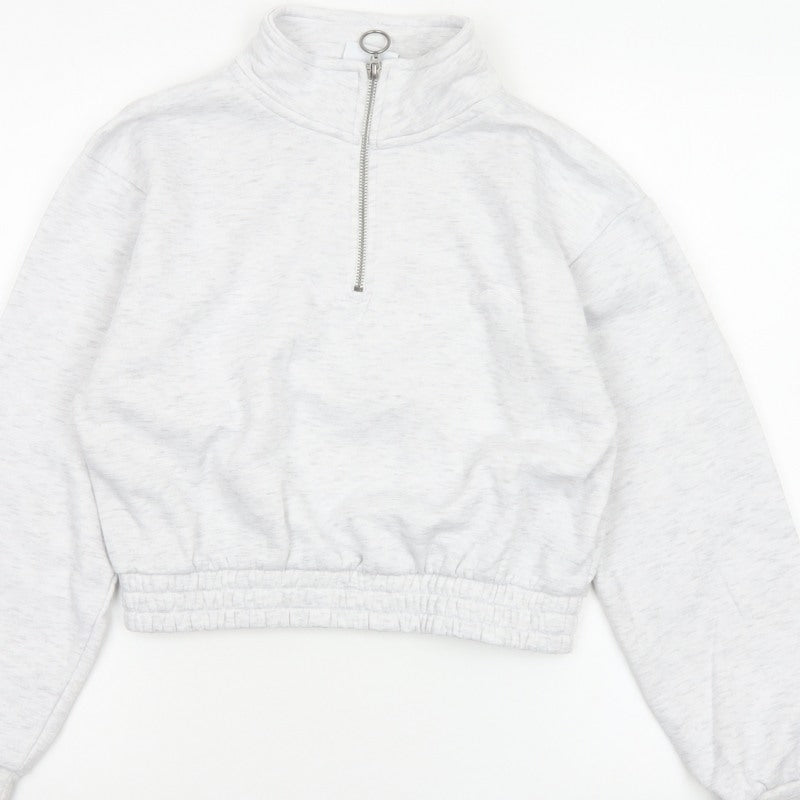 Slazenger Women Grey UK 12 1/4 Zip Cropped Pullover Sweatshirt