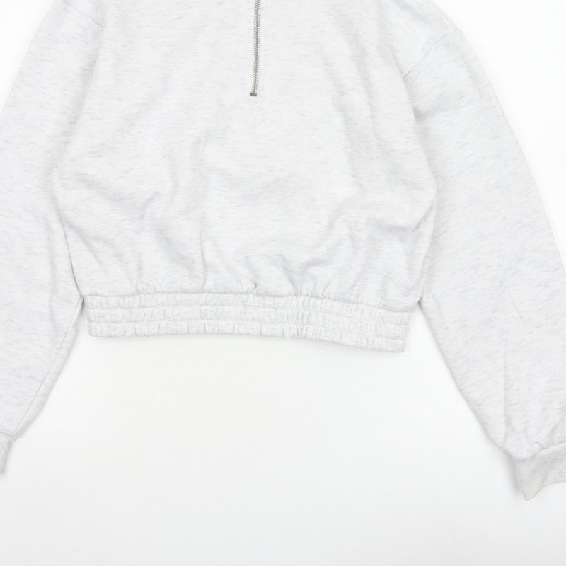 Slazenger Women Grey UK 12 1/4 Zip Cropped Pullover Sweatshirt