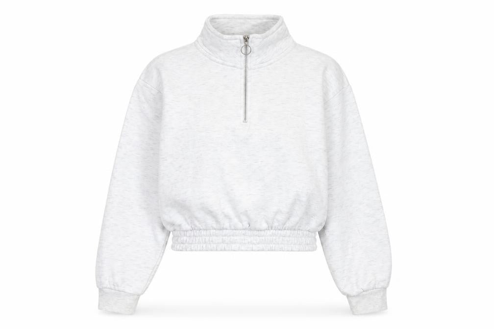 Slazenger Women Grey UK 12 1/4 Zip Cropped Pullover Sweatshirt