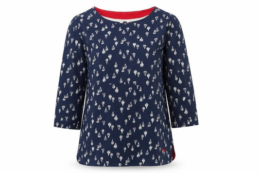 Weird Fish Women’s Blue Hot Air Balloon Cotton Tunic Blouse UK 14