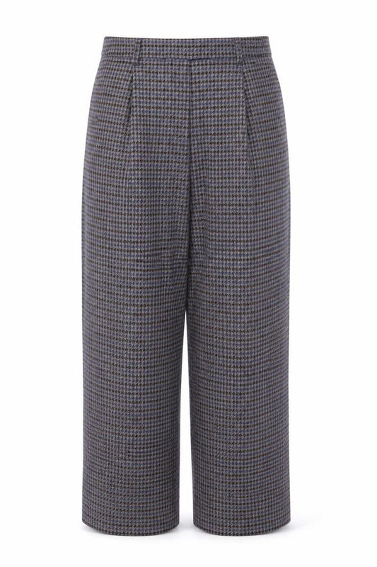 Marks and Spencer Women’s Blue Herringbone Wide Leg Trousers UK 18