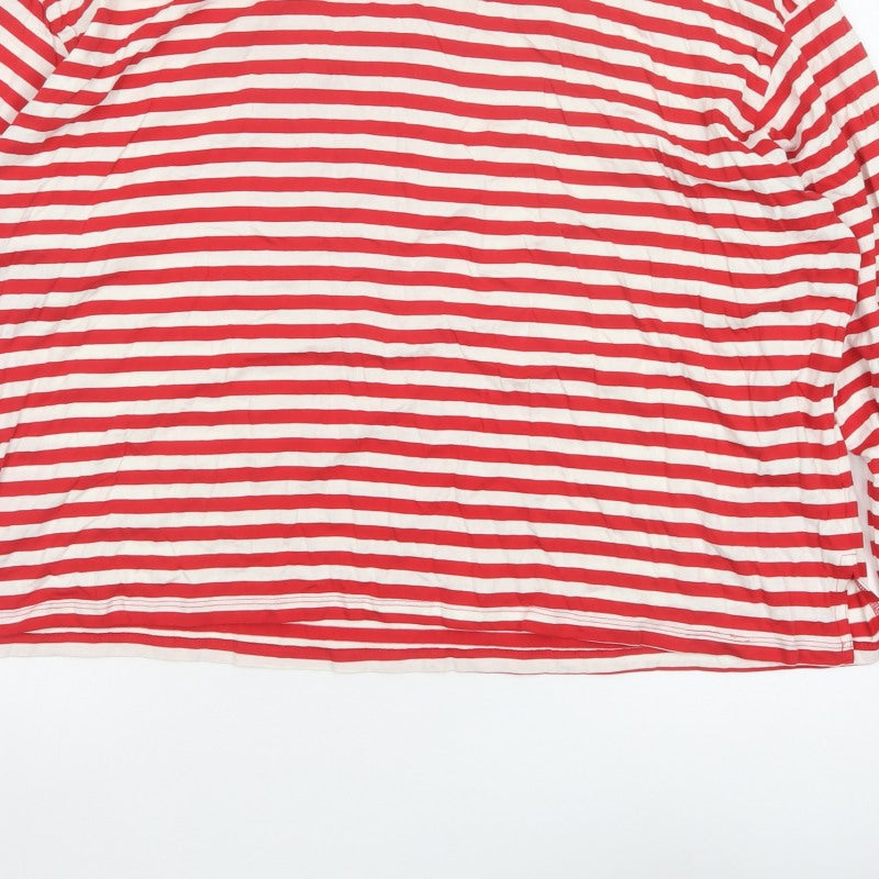 Monki Women Red White Striped 2XL Basic Long Sleeve T-Shirt