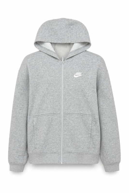 Nike Boys Grey M Full Zip Hoodie 137-147cm Logo Cotton Blend
