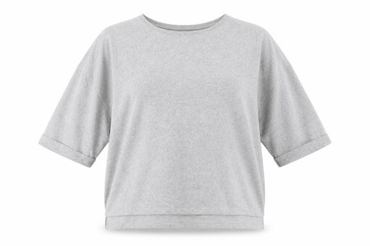 New Look Women Grey L Relaxed Stretch Jersey Roll Sleeve T-Shirt