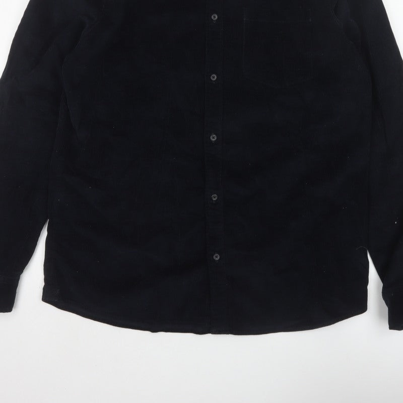 Only & Sons Men’s Black L Regular Corduroy Button-Down Long Sleeve Shirt