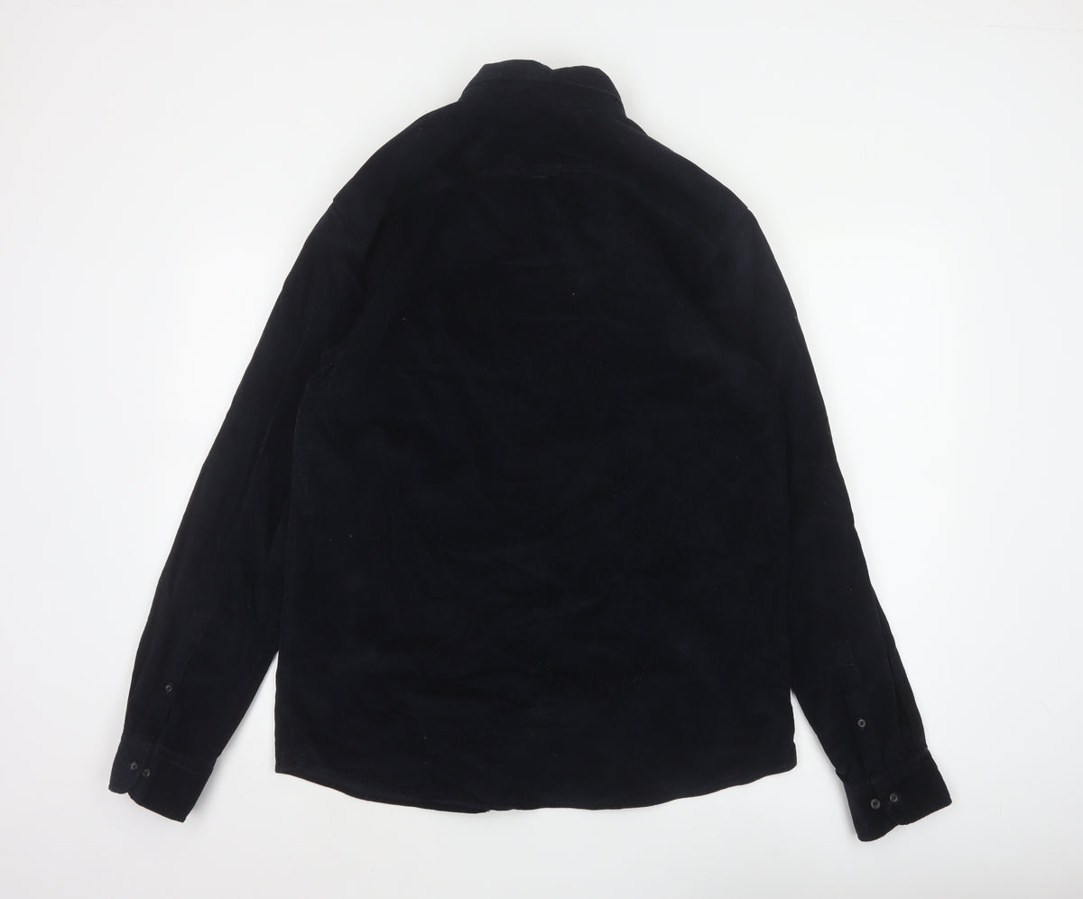 Only & Sons Men’s Black L Regular Corduroy Button-Down Long Sleeve Shirt
