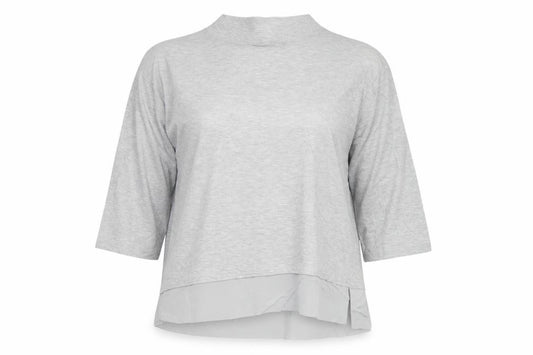 Poetry Women Grey UK 16 Viscose Wool Tunic Blouse Mock Neck