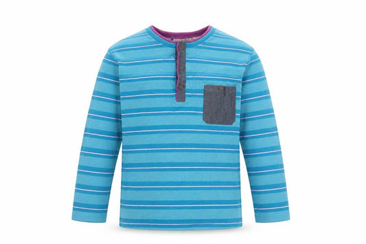 Baker Boys Blue Striped Cotton Long Sleeve Jersey T-Shirt Age 11-12