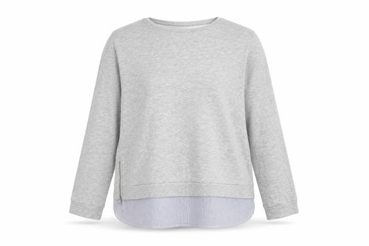 Dorothy Perkins Women Grey UK 16 Layered Stripe Hem Long Sleeve T-Shirt