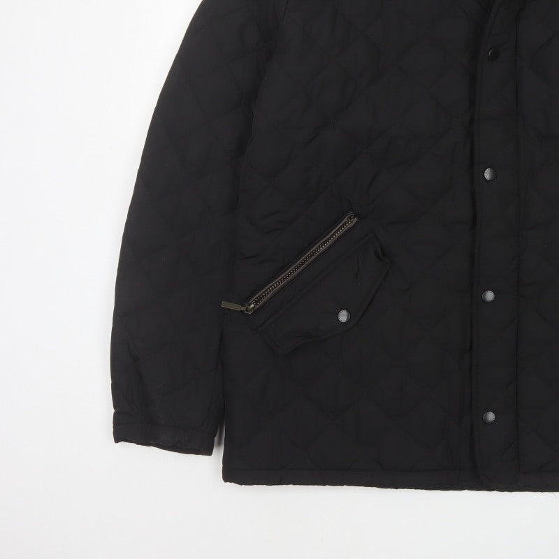 Barbour Men’s Black XL Quilted Jacket Stand Collar Zip Snap Outdoor