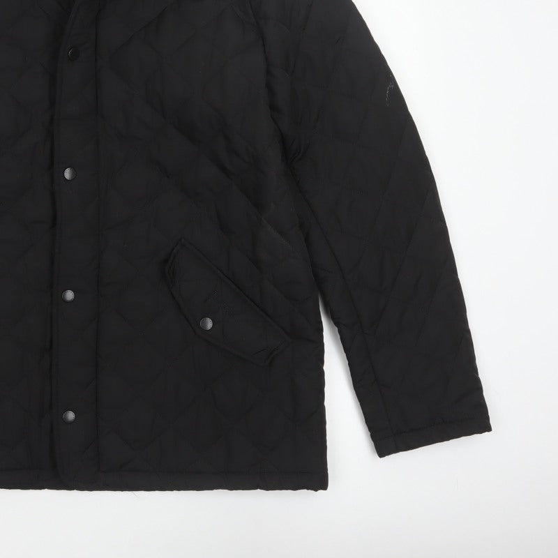 Barbour Men’s Black XL Quilted Jacket Stand Collar Zip Snap Outdoor