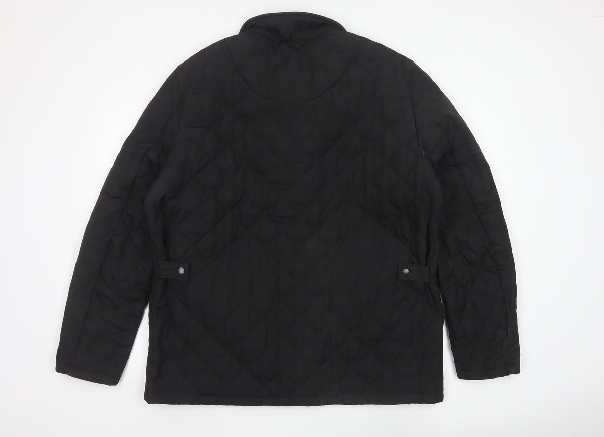 Barbour Men’s Black XL Quilted Jacket Stand Collar Zip Snap Outdoor