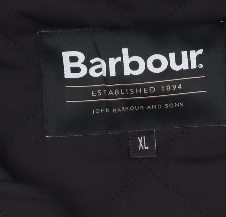 Barbour Men’s Black XL Quilted Jacket Stand Collar Zip Snap Outdoor