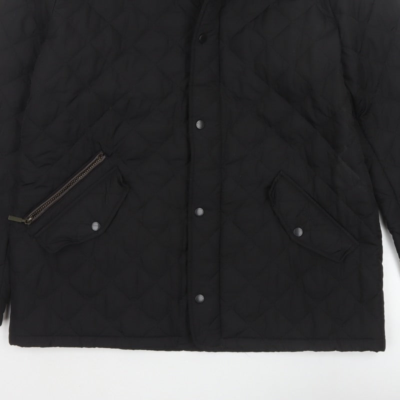 Barbour Men’s Black XL Quilted Jacket Stand Collar Zip Snap Outdoor