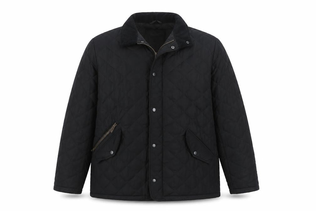Barbour Men’s Black XL Quilted Jacket Stand Collar Zip Snap Outdoor