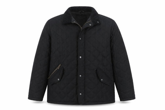 Barbour Men’s Black XL Quilted Jacket Stand Collar Zip Snap Outdoor