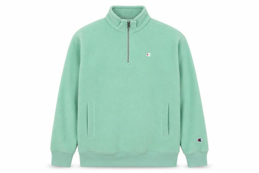 Champion Men’s Green M 1/4 Zip Fleece Sweatshirt Logo Pockets