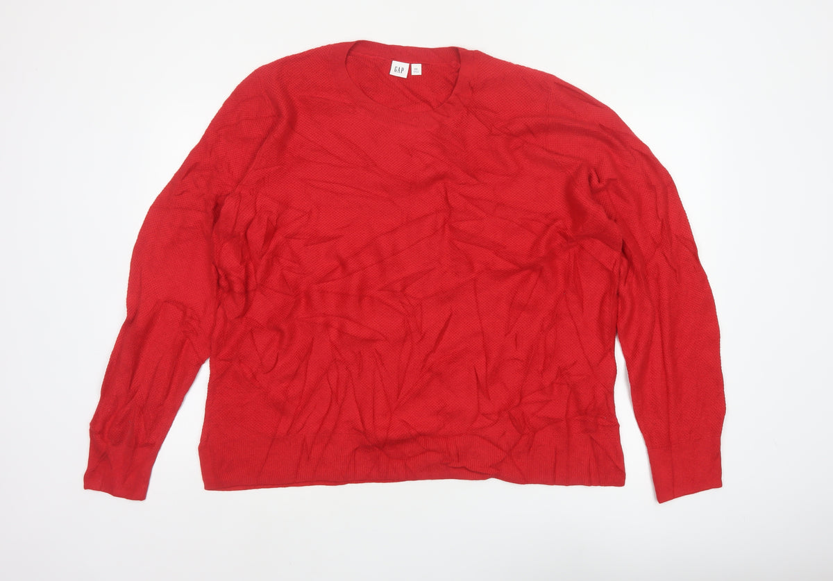 Gap Women’s Red 2XL Cable-Knit Crew Neck Pullover Jumper