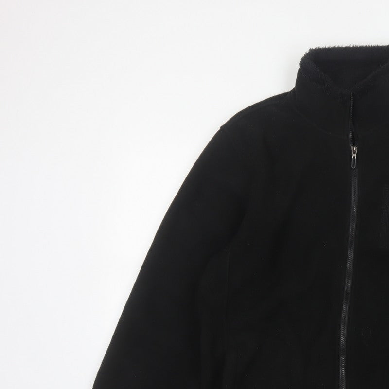 Manfinity Men’s Black L Fleece Zip Basic Jacket Stand Collar