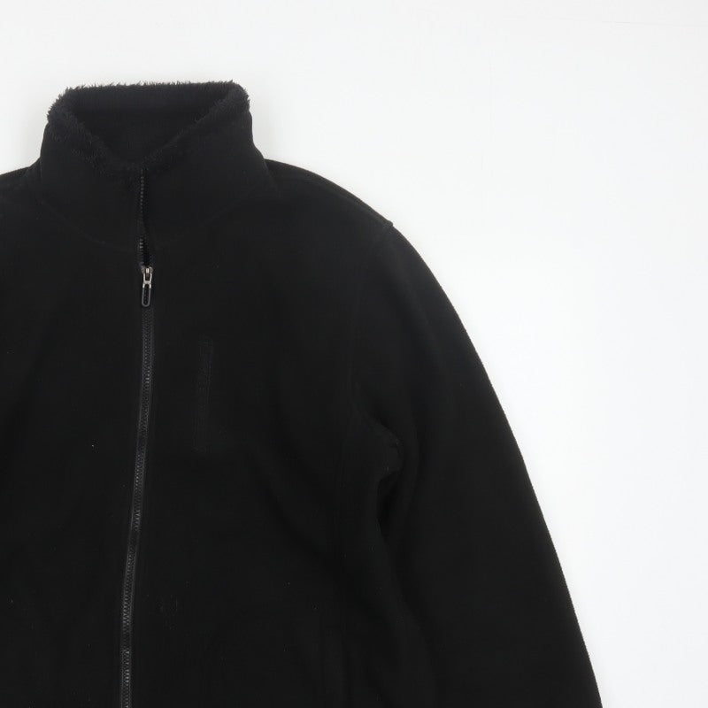 Manfinity Men’s Black L Fleece Zip Basic Jacket Stand Collar